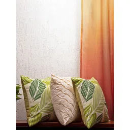 ZEBA Cream-Coloured & Green 3 Pieces Floral Square Cushion Covers-picture-37