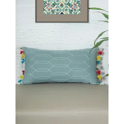 ZEBA Green & White Embroidered Rectangle Cushion Cover-picture-26