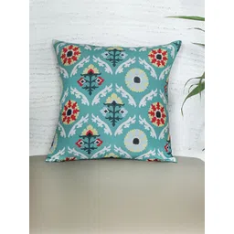 ZEBA Green Ethnic Motifs Printed Square Cushion Cover-picture-12