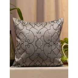 ZEBA Grey & Black Embroidered Square Cushion Covers-picture-11