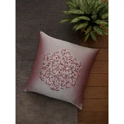 ZEBA Grey & Maroon Embroidered Square Cushion Cover-picture-27