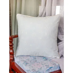 ZEBA Grey Embroidered Cotton Square Cushion Cover 20 inch x 20 inch-picture-26