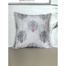 ZEBA Grey Ethnic Motifs Printed Square Cushion Cover-picture-39