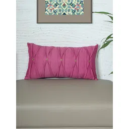 ZEBA Magenta Self Design Rectangle Cushion Cover-picture-22
