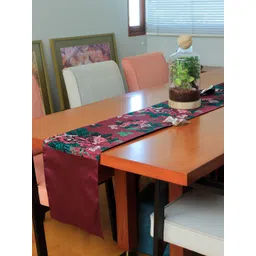 ZEBA Marron Floral Digital Printed Table Runner-picture-36