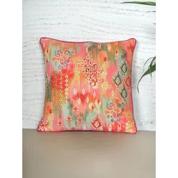 ZEBA Pink & Green Embroidered Square Cushion Cover-picture-14