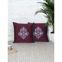 ZEBA Purple & Grey Set of 2 Ethnic Motifs Square Cushion Covers-picture-28