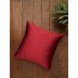 ZEBA Red Embroidered Square Cushion Cover-picture-41