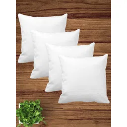 ZEBA White 4 Pieces Self-Design Cotton Cushions-picture-31