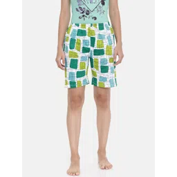 zebu Women Blue & White Printed Lounge Shorts-picture-28
