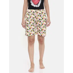 zebu Women Brown & White Printed Lounge Shorts-picture-33