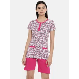 zebu Women Pink & White Printed Night suit-picture-30