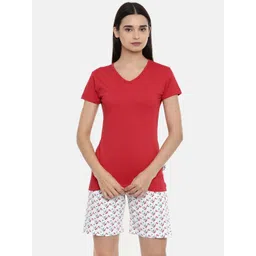 zebu Women Red & White Printed Night suit-picture-35