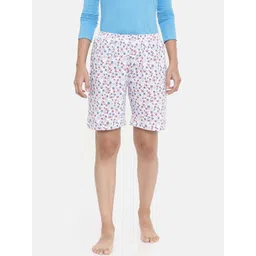 zebu Women White & Pink Printed Lounge Shorts-picture-38