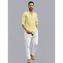 Zee Gold Men Solid Cotton Short Kurta Style Shirt-picture-38