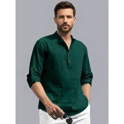 Zee Gold Men Solid Cotton Short Kurta Style Shirt-picture-12