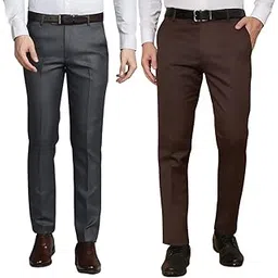 zee gold Men's Regular Fit Formal Trousers (Pack of 2)-picture-30