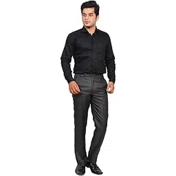 zee gold Men's Regular Fit Mini Checkered Trousers-picture-23