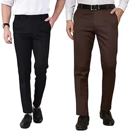 zee gold Men's Regular Fit Polyester Blend Trousers (Z-G-COMBO-1_Black, Brown_36)-picture-27