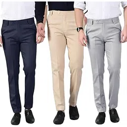 zeegold Zee Gold Relaxed Fit Men’s Formal Trousers – Wrinkle-Free Polyester Blend Work Pants with Breathable Fabric, Stretch Waist & Pockets – Ideal for Office, Business & Formal Wear. image 1