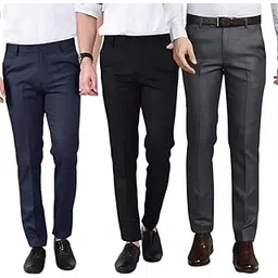 zeegold Men's Formal Regular Mid Rise Trousers (Pack Of 3),Assorted, 42-picture-45