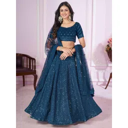 Zeel Clothing Embroidered Sequinned Semi-Stitched Lehenga & Unstitched Blouse With Dupatta-picture-12