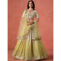 Zeel Clothing Embroidered Sequinned Semi-Stitched Lehenga & Unstitched Blouse With Dupatta-picture-10
