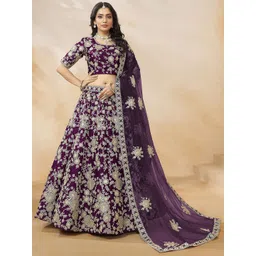 Zeel Clothing Embroidered Sequinned Silk Semi-Stitched Lehenga & Blouse With Dupatta-picture-13