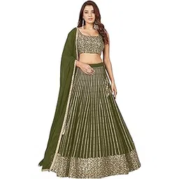 zeel clothing Women's Georgette Lehenga Choli With Dupatta Semi Stitched-picture-29