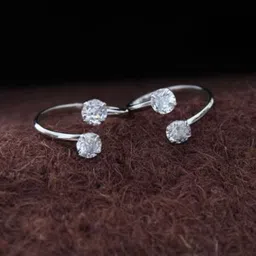 zeello Toe Ring | Toe Ring For Girl & Women | Adjustble cz Ring Brass, Copper Cubic Zirconia Silver Plated Toe Ring-picture-10