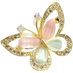 zeelpetal Designer Butterfly Saree Pin with Gold Finish for Girls and Women – Multi-use Safety Brooch for Shawls, Lehengas, Sarees, and Jackets (multicolor)-picture-10