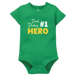 Zeezeezoo Family Theme Half Sleeves Dadi Dada's No One Hero Printed Onesie - Green-picture-12