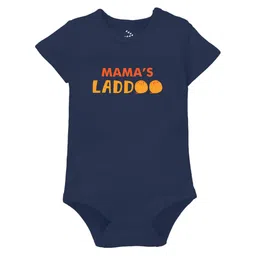 Zeezeezoo Half Sleeves Mama's Laddoo Print Onesie - Blue-picture-13