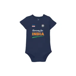 Zeezeezoo Infant Kids Navy Blue Cheering For India Printed Cotton Bodysuit-picture-26