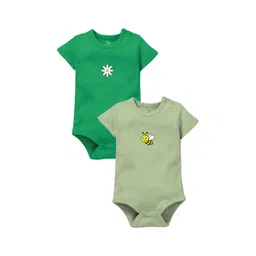Zeezeezoo Infants Kids Pack Of 2 Graphic Printed Round Neck Pure Cotton Bodysuits-picture-31