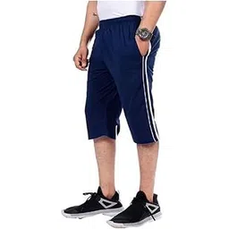zeki Men & Boys Plain Regular Fit Cotton Three Fourth Capri (Dark Blue)-(Large)-picture-41
