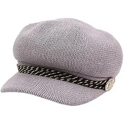 zeki Women & Girls Summer Solid Classic Beret Cap with Visor Hat-(Grey)-picture-29