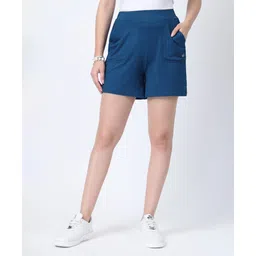 Zelena 95% Viscose 5% Lycra Woven Solid Maternity Extra Stretchable Mid Rise Pregnancy & Postpartum Shorts - Deep Teal-picture-17