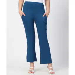 Zelena 95% Viscose 5% Lycra Woven Solid Maternity Pants - Deep Teal-picture-10