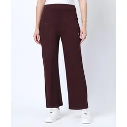 Zelena 95% Viscose 5% Lycra Woven Solid Soft Belly Support & Stretchable Flared Maternity Pants - Dark Chocolate-picture-15