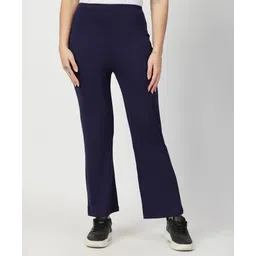 Zelena 95% Viscose 5% Lycra Woven Solid Soft Belly Support & Stretchable Flared Maternity Pants - Navy-picture-25