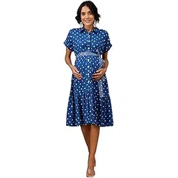 zelena Maternity Zipless Feeding Dress for Women | 100% Rayon Pre & Post Pregnancy Floral Printed Dresses for Pregnant Woman | Nursing Dress for Easy Breastfeeding for Mothers with Pockets-picture-50