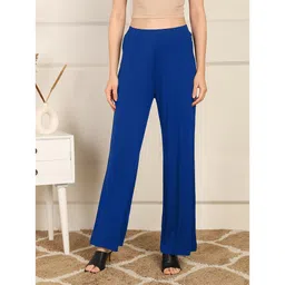Zelena Solid Extra Stretchable High Waisted Maternity Trousers With Pockets - Blue-picture-12