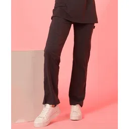 Zelena Solid High Waisted Maternity Postpartum Trouser With Pockets - Dark Grey-picture-25