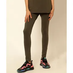 Zelena Solid High Waisted Postpartum Leggings - Dark Green-picture-21