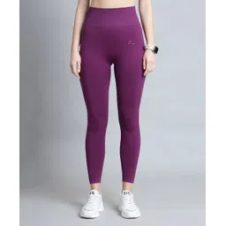 Zelena Solid High Waisted Postpartum Leggings - Wine Purple-picture-15