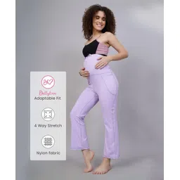 Zelena Solid High Waisted Pregnancy Leggings - Lavender Purple-picture-13