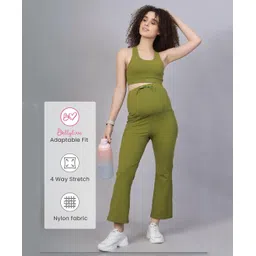 Zelena Solid High Waisted Pregnancy Leggings - Olive Green-picture-34