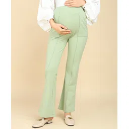 Zelena Solid Ultrastretch Maternity Fit & Flare Pants - Pistachio Green-picture-13