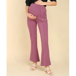 Zelena Solid Ultrastretch Maternity Fit & Flare Pants - Rosewood-picture-25